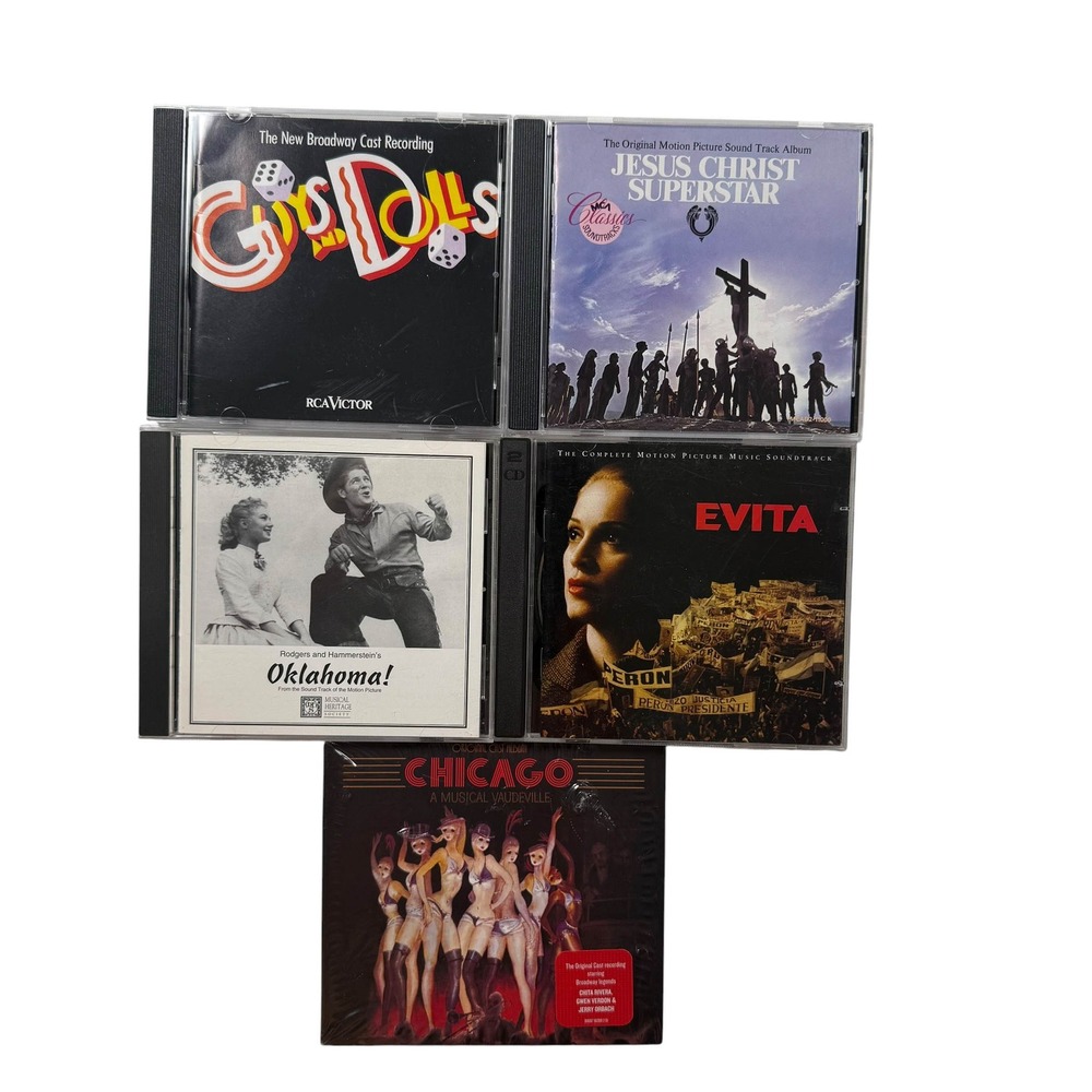 Broadway Musical CD Lot Chicago Evita Jesus Christ Superstar Guys and Dolls 5pc